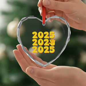 Funny Happy New Year 2025 Heart Crystal Glass Ornament TS09 Print Your Wear