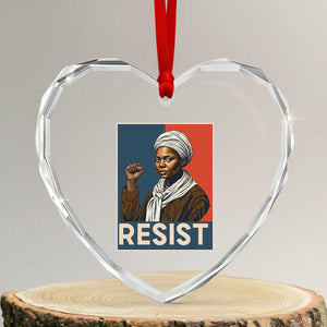 Funny Harriet Tubman Says Resist Heart Crystal Glass Ornament Strong Black Woman Leader TS12 Transparent Glass 3'' Heart Print Your Wear