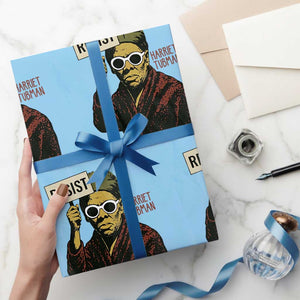 Funny Harriet Tubman Says Resist Wrapping Paper Roll Female Empowerment History Gift TS12 Light Blue Print Your Wear