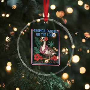 Funny Hawaiian Beach Vacation Graphic Crystal Glass Ornament Tropical Goose On The Loose