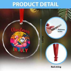 Funny Hawaiian Christmas Crystal Glass Ornament Santa Beach Tropical Xmas TS14 Print Your Wear