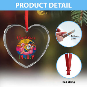 Funny Hawaiian Christmas Heart Crystal Glass Ornament Santa Beach Tropical Xmas TS14 Print Your Wear