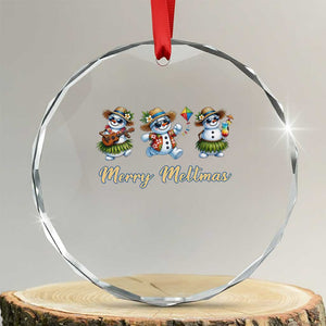 Funny Hawaiian Snowman Summer Graphic Crystal Glass Ornament Merry Meltmas