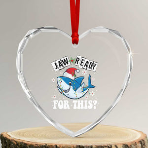 Funny Heart Crystal Glass Ornament Sharkmas Shark Lights Red Santa Hat Jaw Ready For This TS10 Transparent Glass 3'' Heart Print Your Wear