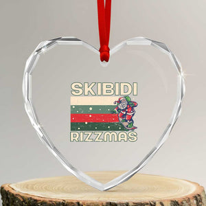 Funny Heart Crystal Glass Ornament Skibidi Rizzmas Rizz Santa Clause Skating Board Xmas Retro Stripe TS10 Transparent Glass 3'' Heart Print Your Wear