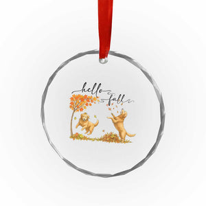Funny Hello Fall Thanksgiving Golden Retriever Crystal Glass Ornament TS12 Print Your Wear