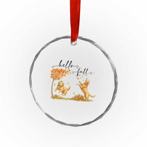 Funny Hello Fall Thanksgiving Golden Retriever Crystal Glass Ornament TS12