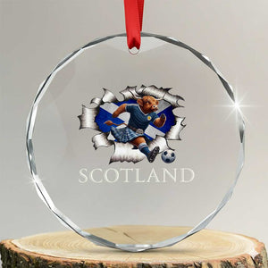 Funny Highland Cow in Kilt Footballer Crystal Glass Ornament We'll Be Coming Scottish Pride Football Fans TS02 Transparent Glass 3'' Circle Print Your Wear