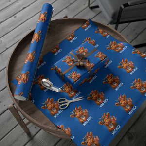 Funny Highland Cow Patriotic Wrapping Paper Roll Moo Rica USA Flag Cow Farmer TS12 Blue Print Your Wear