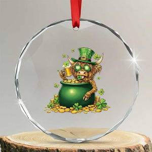 Funny Highland Cow St Patricks Day Crystal Glass Ornament Farm Lover Gift TS12 Transparent Glass 3'' Circle Print Your Wear