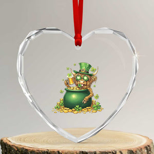 Funny Highland Cow St Patricks Day Heart Crystal Glass Ornament Farm Lover Gift TS12 Transparent Glass 3'' Heart Print Your Wear