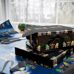 Funny Highland Cow With Kinara And Presents Cultural Pride Gift Wrapping Paper Roll TS12 Black Print Your Wear