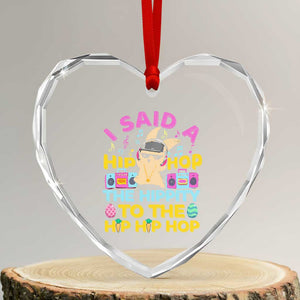 Funny Hip Hop Hippity Easter Bunny Heart Crystal Glass Ornament TS10 Transparent Glass 3'' Heart Print Your Wear
