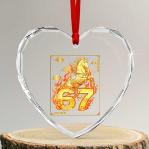 Funny Horse Six Seven Meme Heart Crystal Glass Ornament Happy Lunar New Year TS12 Transparent Glass 3'' Heart Print Your Wear