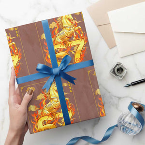 Funny Horse Six Seven Meme Wrapping Paper Roll Happy Lunar New Year TS12 Mocha Print Your Wear
