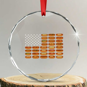 Funny Hot Dog American Flag Crystal Glass Ornament Patriotic USA 4th of July Summer BBQ Party TS02 Transparent Glass 3'' Circle Print Your Wear