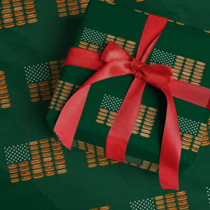 Funny Hot Dog American Flag Wrapping Paper Roll Patriotic USA 4th of July Summer BBQ Party TS02 Green Print Your Wear