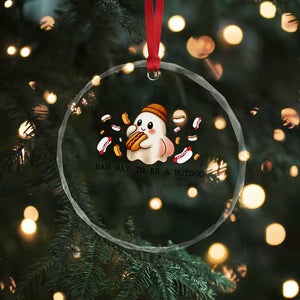 Funny Hot Dog Ghost Halloween Crystal Glass Ornament Bad Day To Be A Hotdog TS14 Print Your Wear