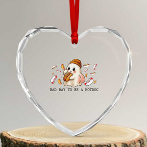 Funny Hot Dog Ghost Halloween Heart Crystal Glass Ornament Bad Day To Be A Hotdog TS14 Transparent Glass 3'' Heart Print Your Wear
