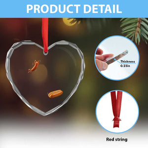 Funny Hot Dog Heart Crystal Glass Ornament Hotdog Jumping Into Bun Sausage BBQ Grilling High Dive TS10 Print Your Wear