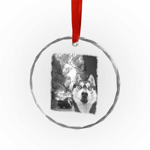 Funny Husky Chaos Crystal Glass Ornament Cool Dog Selfie With Burning Car TS12 Print Your Wear