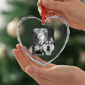 Funny Husky Chaos Heart Crystal Glass Ornament Cool Dog Selfie With Burning Car TS12 Print Your Wear
