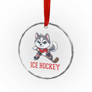 Funny Husky Playing Ice Hockey Crystal Glass Ornament Gift For Dog Lovers TS12 Print Your Wear