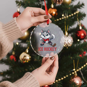 Funny Husky Playing Ice Hockey Crystal Glass Ornament Gift For Dog Lovers TS12 Print Your Wear