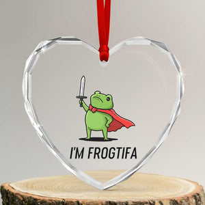 Funny Huzzah Frog Heart Crystal Glass Ornament Im Frogtifa Knight Resist Protest TS02 Transparent Glass 3'' Heart Print Your Wear
