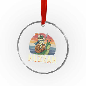 Funny Huzzah Frog Meme Crystal Glass Ornament Medieval Knight With Sword Graphic