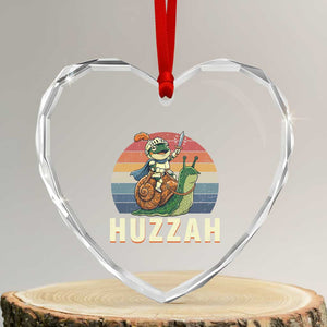 Funny Huzzah Frog Meme Heart Crystal Glass Ornament Medieval Knight With Sword Graphic