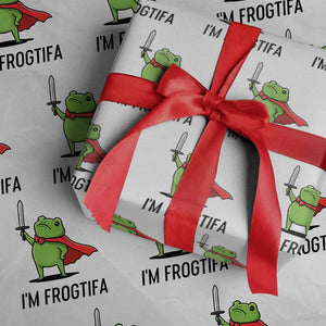 Funny Huzzah Frog Wrapping Paper Roll Im Frogtifa Knight Resist Protest TS02 White Print Your Wear