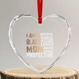 Funny I Am A Black Mom Heart Crystal Glass Ornament Black History Month Mothers Day TS11 Transparent Glass 3'' Heart Print Your Wear