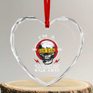 Funny I Am A Gen X-er Heart Crystal Glass Ornament So If You Dont Want Your Feeling Hurt Walk Away Vintage Skull TS11 Transparent Glass 3'' Heart Print Your Wear