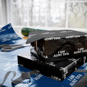Funny I Am Aunt Tifa Wrapping Paper Roll Funny Political Sarcasm Patriotic Minimalist TS02 Black Print Your Wear