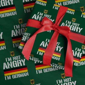Funny I Am Not Angry I Am German Wrapping Paper Roll Germany Flag German American TS11 Green Print Your Wear