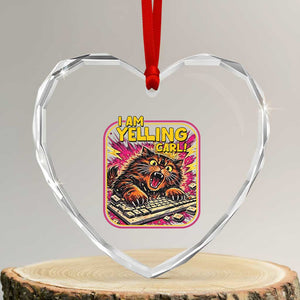 Funny I Am Yelling Carl Heart Crystal Glass Ornament Screaming Donut Cat Meme