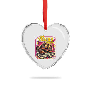 Funny I Am Yelling Carl Heart Crystal Glass Ornament Screaming Donut Cat Meme