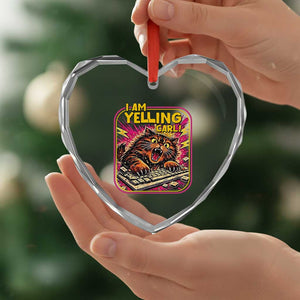 Funny I Am Yelling Carl Heart Crystal Glass Ornament Screaming Donut Cat Meme