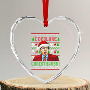 Funny I Declare Christmas Heart Crystal Glass Ornament Funny Christmas Office Holiday Meme TS11 Transparent Glass 3'' Heart Print Your Wear