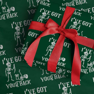 Funny I Got Your Back Wrapping Paper Roll Halloween Skeleton Skull TS11 Green Print Your Wear