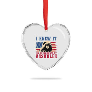 Funny I Knew It Im Surrounded by Axxholes Sci-fi Meme Heart Crystal Glass Ornament Patriotic Space Parody USA Flag Sarcastic 1980s Movie Quote TS02 Print Your Wear