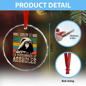 Funny I Knew It Im Surrounded by Axxholes Sci-fi Parody Crystal Glass Ornament Retro Sunset Space Vintage 1980s Movie Quote Inspo Meme