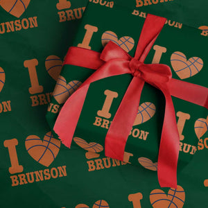 Funny I Love Brunson Name Wrapping Paper Roll Hoops Fan Gift