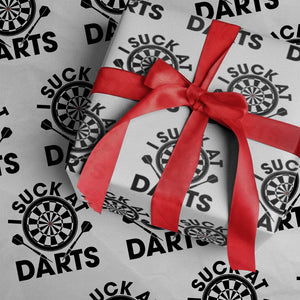 Funny I Suck At Darts Wrapping Paper Roll Darts Lover Gift For Bad Players TS12 White Print Your Wear