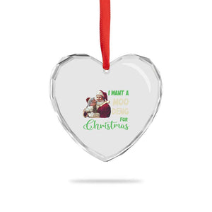 Funny I Want A Moo Deng For Xmas Heart Crystal Glass Ornament TS09 Print Your Wear