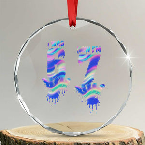 Funny I Was 6 Now I Am 7 Crystal Glass Ornament Iridescent Effect Printed Kids Birthday TS12 Transparent Glass 3'' Circle Print Your Wear