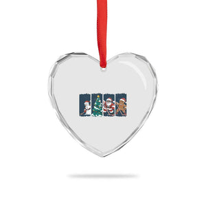 Funny Ice Hockey Christmas Gift Heart Crystal Glass Ornament Santa Snowman And Gingerbread Playing Together TS12 Print Your Wear