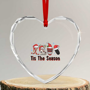 Funny Ice Hockey Christmas Gift Heart Crystal Glass Ornament Tis The Season TS12 Transparent Glass 3'' Heart Print Your Wear