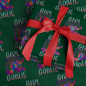 Funny Ice Hockey Girl Goalie Splatter Art Wrapping Paper Roll Gift For Women TS12 Green Print Your Wear
